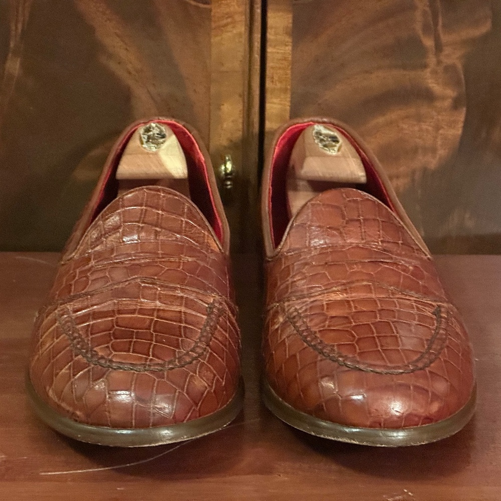 Maus & Hoffman Crocodile Embossed Loafers